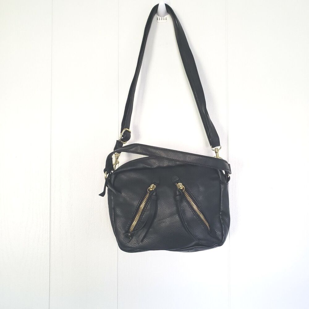 Unbranded Crossbody Shoulder Bag Small‎ Camera Black Gold Hardware Purse Rock